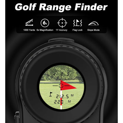 Telemetru laser Golf 1000Y, marire 6x, functie Slope/Inclinare, blocare tinta cu confirmare prin vibratie, reincarcabil USB, scanare continua, afisaj LCD HD, precizie ±1 Yard, pentru golf si vanatoare