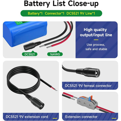 Acumulator 12V, 5600mAh 5A, cu mufa incarcare si incarcator Li-Ion, pentru RC, camere wireless, camere supraveghere, playere portabile, benzi LED, drone