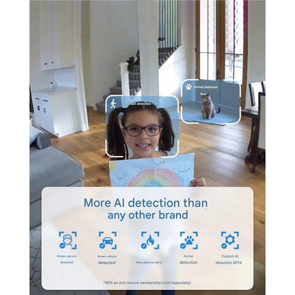 Camera de supraveghere Arlo Indoor 3 HD PTZ, set 2 bucati, video 1080p, cu WiFi, vedere nocturna color, rotire 360º panoramica, inclinare si zoom, alarma, audio bidirectional, urmarire miscare inteligenta, mod confidentialitate