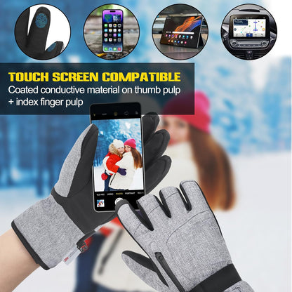 Manusi de iarna impermeabile, compatibile touchscreen, material respirabil, rezistente la vant, cu buzunar, pentru schi, snowboarding, drumetii, ciclism