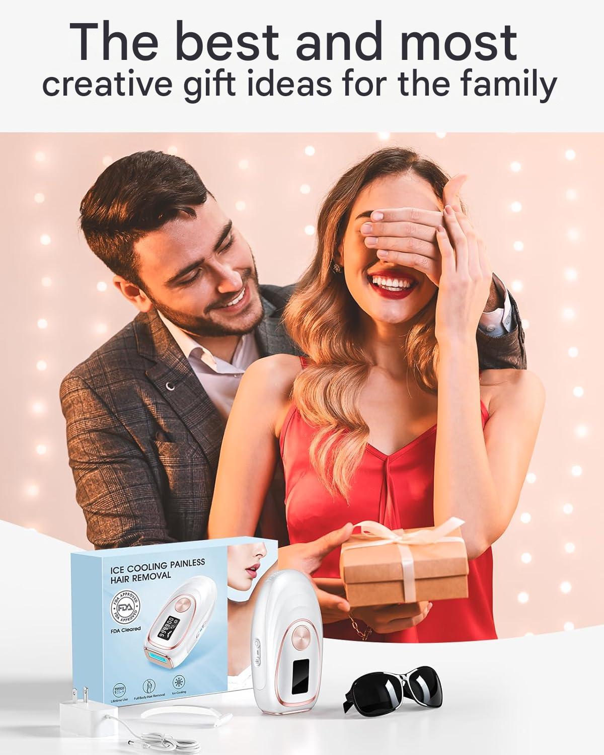 Epilator IPL cu 999.900 impulsuri, 5 niveluri de intensitate, functie racire, mod auto/manual, epliare fara durere pentru femei si barbati