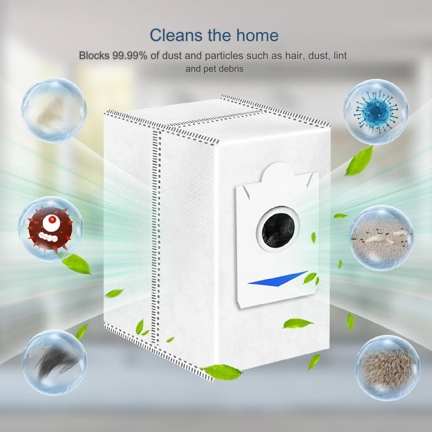 Set 15 saci pentru aspirator Ecovacs Deebot X2 Omni, de 3 litri, din material textil, cu strat din carbon activ, usor de instalat