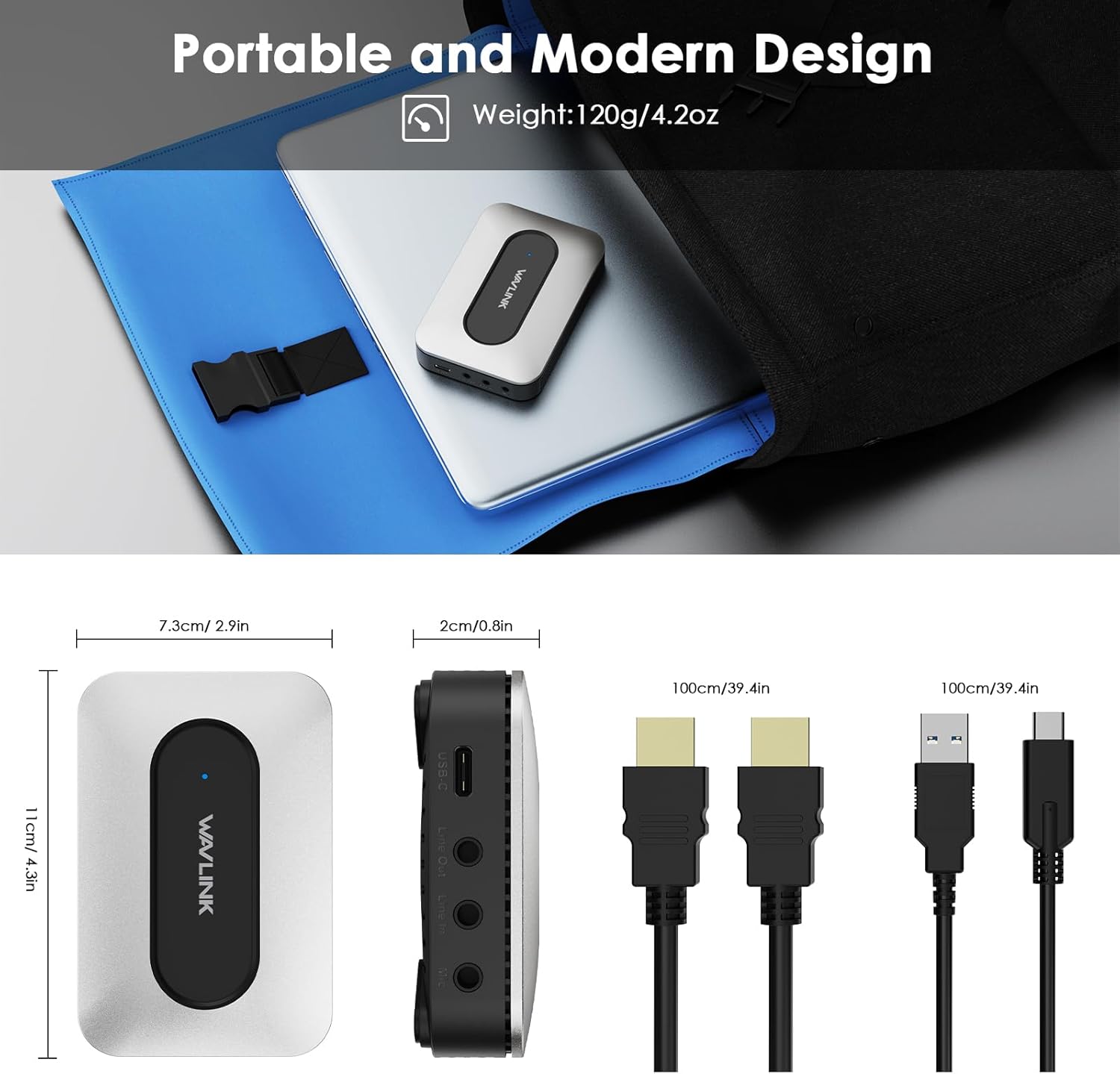 Placa de captura video 4K, HDMI, Video grabber cu loopout HDMI, mufa jack 3.5 mm Line In, Line Out, Mic In, plug & play, suport VRR, compatibil cu PC, Laptop, consola jocuri
