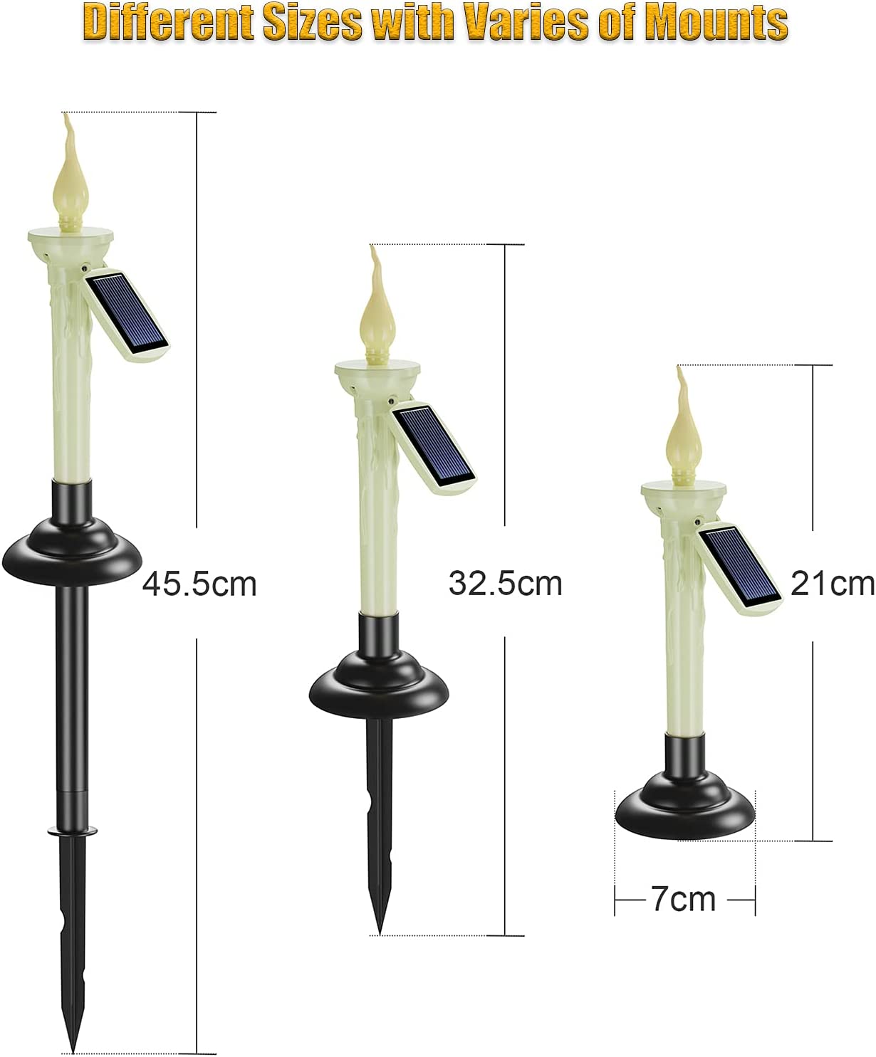 Set de 6 lampi solare LED stil lumanare, cu panou solar, impermeabile, lumanari fara flacara cu tarus de fixare in pamant