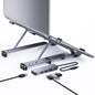 Suport pentru pentru laptop, cu Hub USB-C si 4 porturi USB 3.0, stand din aluminiu reglabil pe inaltime, pliabil, pentru notebook si laptop