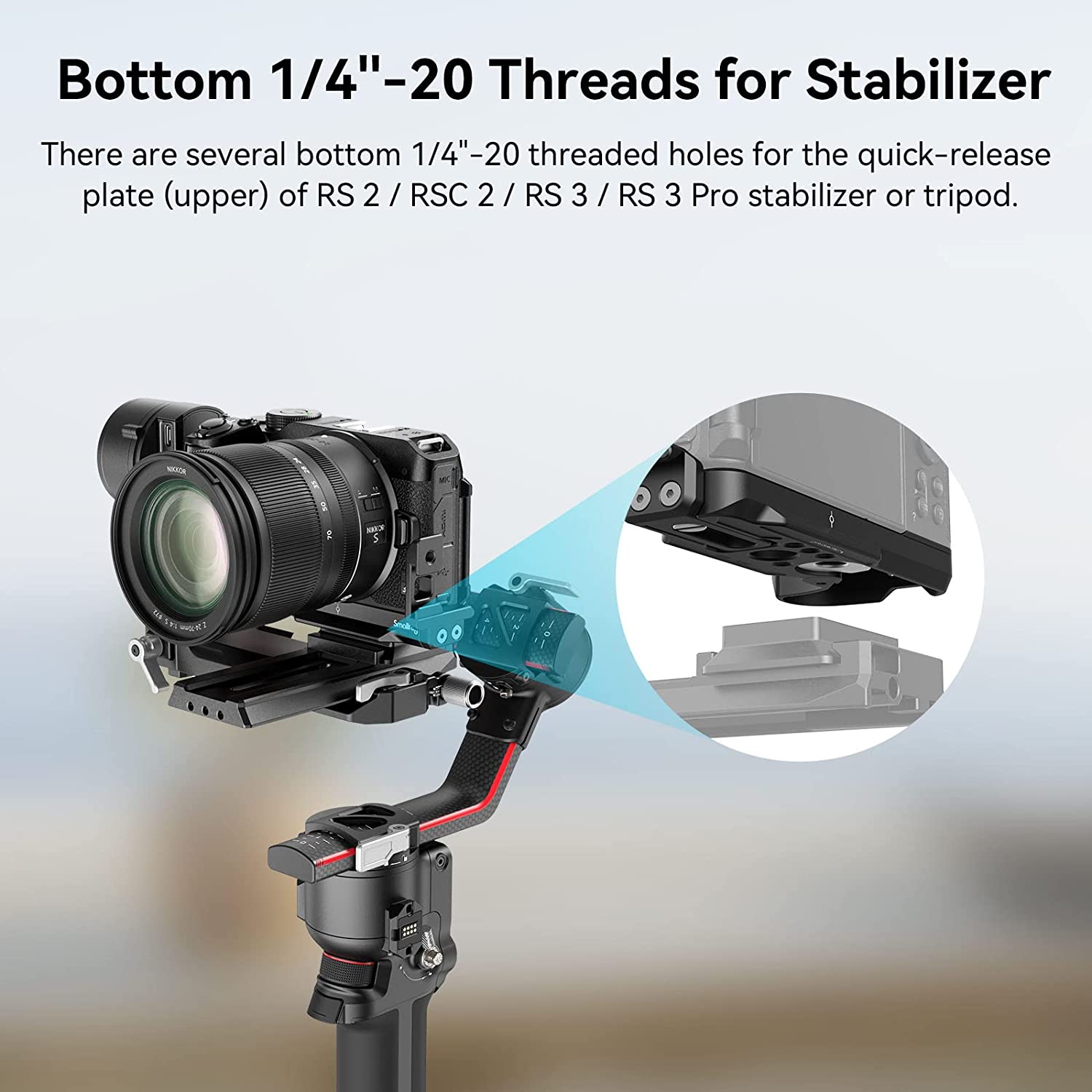 Placa de montare tip L, bracket cu eliberare rapida tip Arca pentru Nikon Z 30, din aluminiu, reglare orizontala si verticala, cu filete 1/4", Smallrig 3860