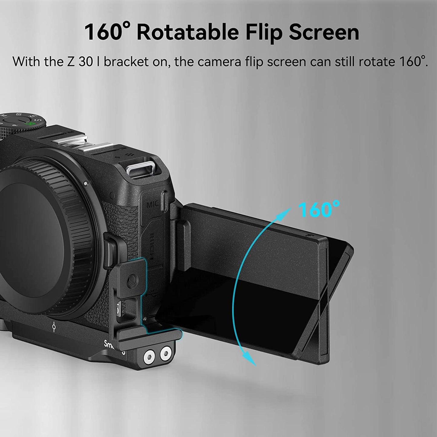 Placa de montare tip L, bracket cu eliberare rapida tip Arca pentru Nikon Z 30, din aluminiu, reglare orizontala si verticala, cu filete 1/4", Smallrig 3860