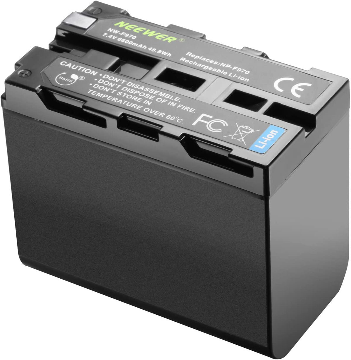 Set de 2 acumulatori NP-F970 de 6600 mAh cu incarcator dual, pentru Sony, F960 F950 F770 F750 F570 F550, lumina continua, monitor de camp