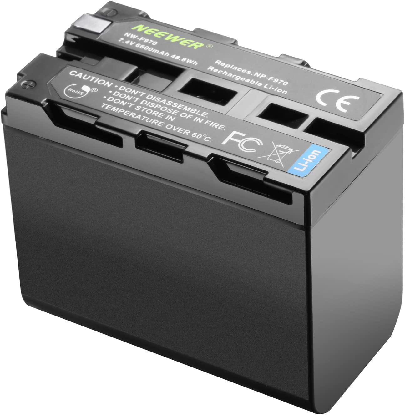 Set de 2 acumulatori NP-F970 de 6600 mAh cu incarcator dual, pentru Sony, F960 F950 F770 F750 F570 F550, lumina continua, monitor de camp