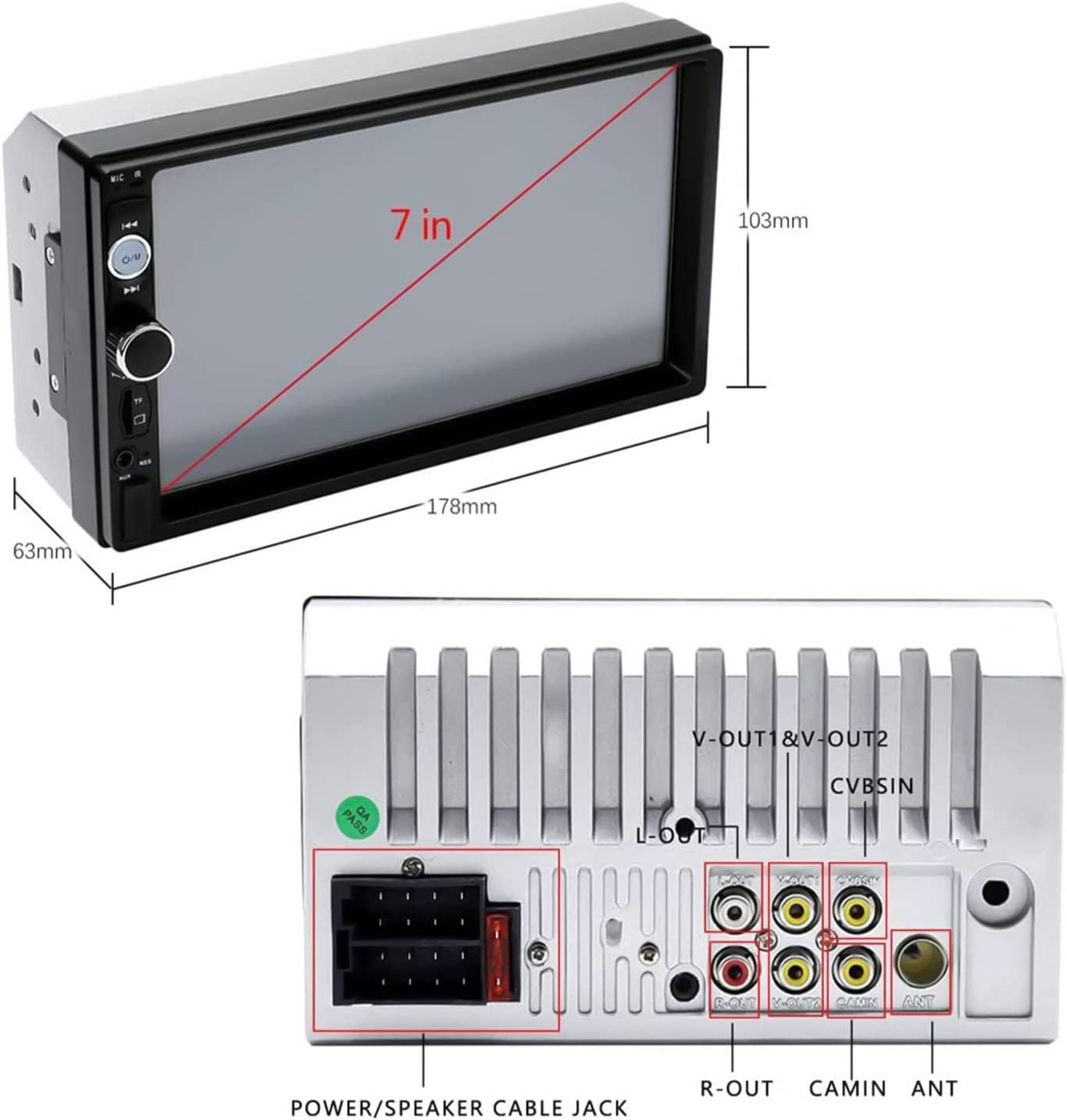 Radio auto cu Touchscreen de 7 inch, MP5 Bluetooth, MirrorLink, Camera de marsarier, Telecomanda, Comenzi volan, Port USB, AUX, Slor MicroSD, Radio Fm, 2 DIN