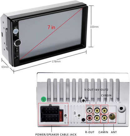 Radio auto cu Touchscreen de 7 inch, MP5 Bluetooth, MirrorLink, Camera de marsarier, Telecomanda, Comenzi volan, Port USB, AUX, Slor MicroSD, Radio Fm, 2 DIN