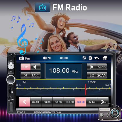 Radio auto cu Touchscreen de 7 inch, MP5 Bluetooth, MirrorLink, Camera de marsarier, Telecomanda, Comenzi volan, Port USB, AUX, Slor MicroSD, Radio Fm, 2 DIN
