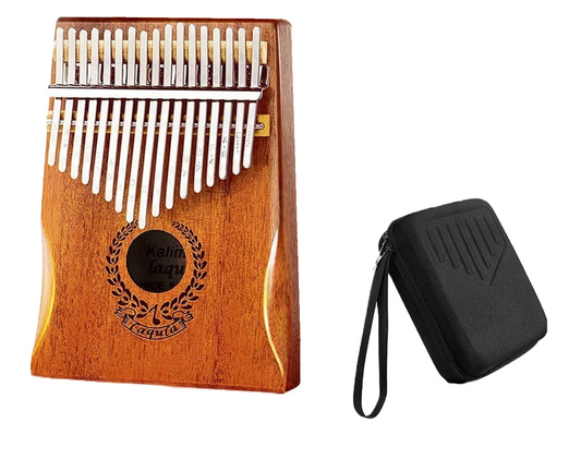 Kalimba electrica, instrument muzical cu 17 note, cu husa de depozitare, cablu cu mufa de 6mm si adaptor, ciocan tuner, din lemn