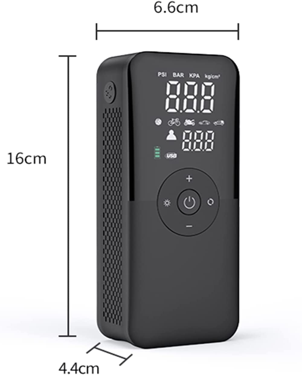 Mini compresor auto smart, portabil, 10 bari, pompa cu acumulator de 2000 mAh, cu afisaj LCD, lanterna LED, pentru masina, motocicleta, bicicleta, minge