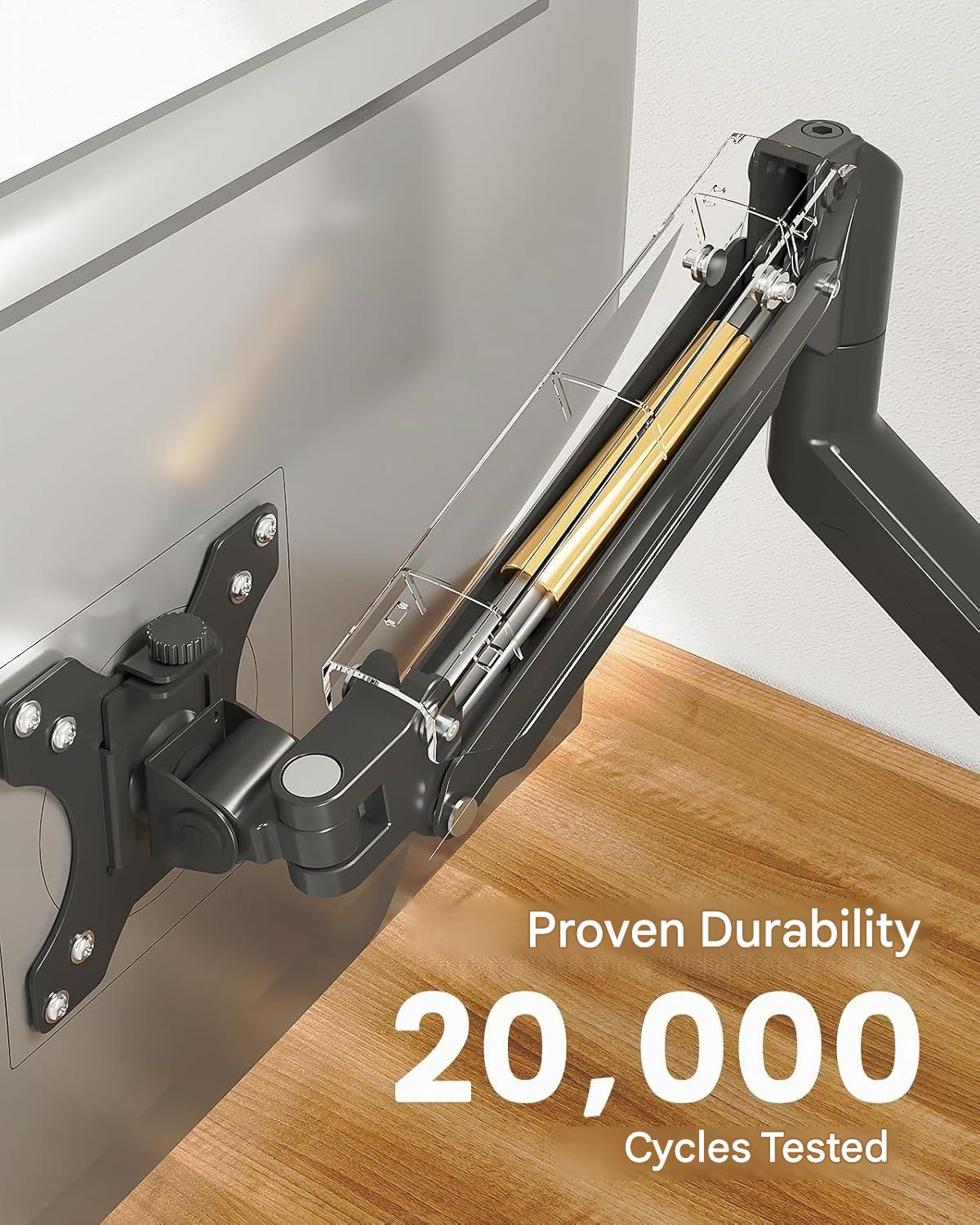 Suport monitor ErGear, brat reglabil 13–34 inch, max 10 kg, VESA 75x75/100x100 mm, montare pe birou cu clema sau traversa, rotatie 360°, inclinare -35°/+90°, pivotare ±90°, reglaj inaltime 44,5 cm, gaming si birou, negru