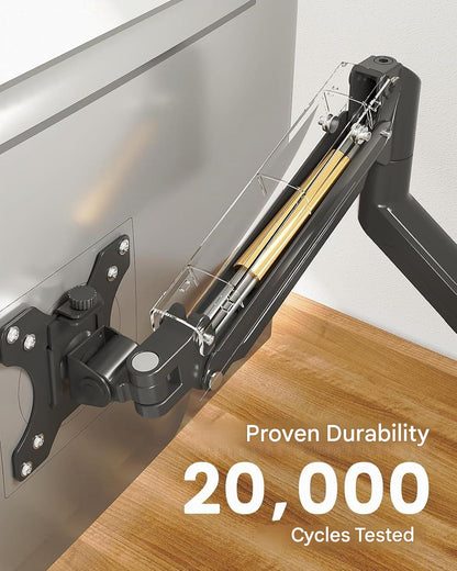 Suport monitor ErGear, brat reglabil 13–34 inch, max 10 kg, VESA 75x75/100x100 mm, montare pe birou cu clema sau traversa, rotatie 360°, inclinare -35°/+90°, pivotare ±90°, reglaj inaltime 44,5 cm, gaming si birou, negru