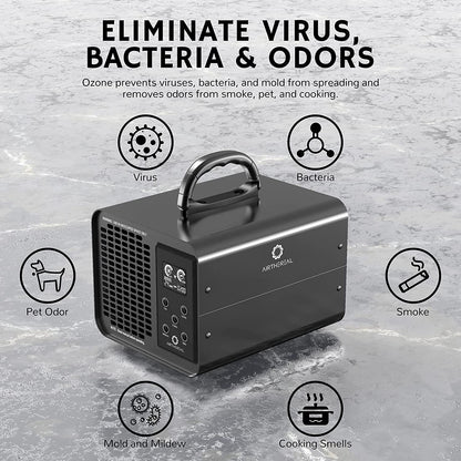 Generator de ozon profesional smart 10.000 mg/h, WiFi, control prin aplicatie, ecran LCD, temporizator, sterilizator O3 pentru casa, masina, birou