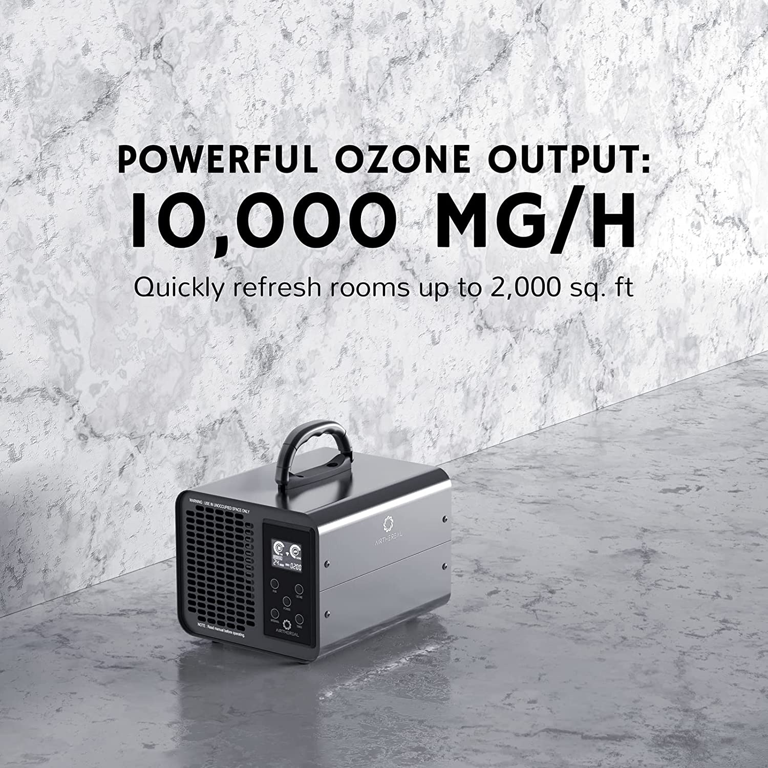 Generator de ozon profesional smart 10.000 mg/h, WiFi, control prin aplicatie, ecran LCD, temporizator, sterilizator O3 pentru casa, masina, birou