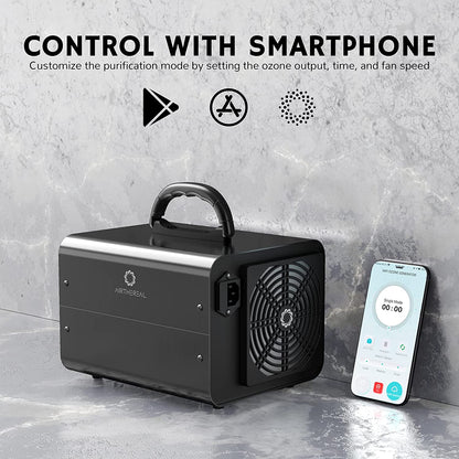 Generator de ozon profesional smart 10.000 mg/h, WiFi, control prin aplicatie, ecran LCD, temporizator, sterilizator O3 pentru casa, masina, birou