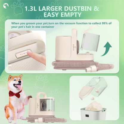 Set 7 in 1 de ingrijire animale de companie cu masina de tuns, aspirator, cleste de unghii, pila, perie, pentru caini si pisici