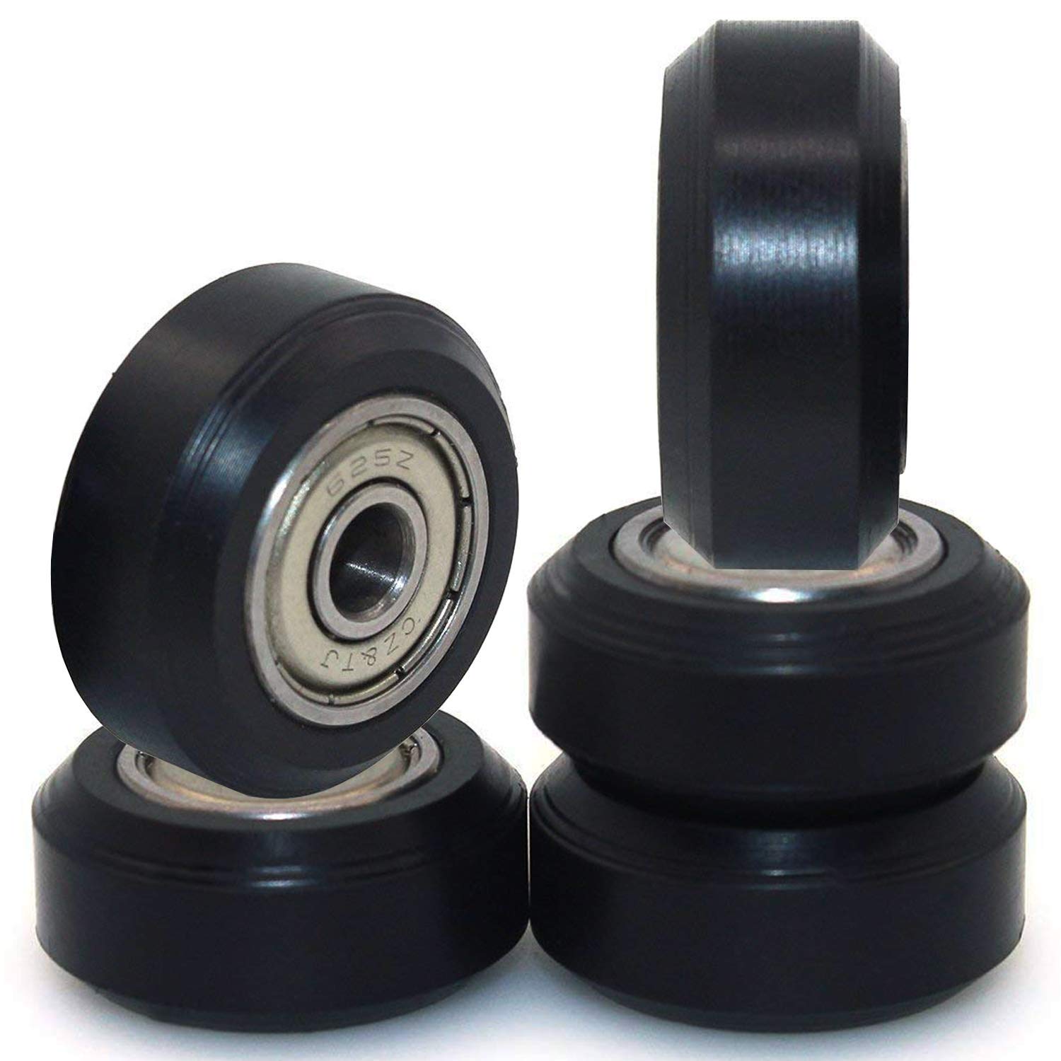 Set 10 roti cu rulment pentru imprimanta 3D, 24/10.2 mm, roata cu rulare Fante in V, R142, negru pentru Creality Ender 3, CR-10, CR-10S