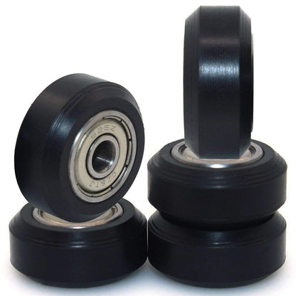 Set 10 roti cu rulment pentru imprimanta 3D, 24/10.2 mm, roata cu rulare Fante in V, R142, negru pentru Creality Ender 3, CR-10, CR-10S