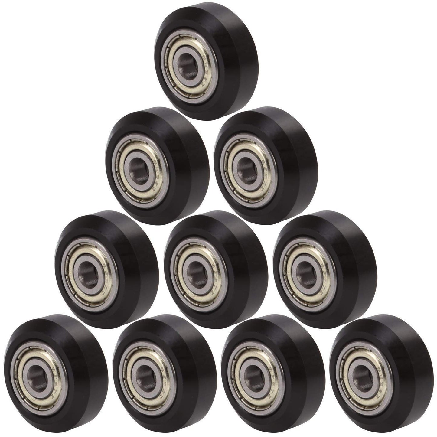 Set 10 roti cu rulment pentru imprimanta 3D, 24/10.2 mm, roata cu rulare Fante in V, R142, negru pentru Creality Ender 3, CR-10, CR-10S