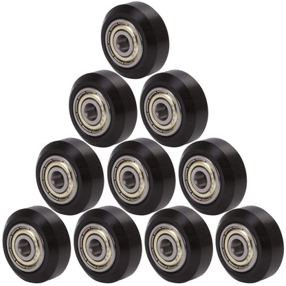 Set 10 roti cu rulment pentru imprimanta 3D, 24/10.2 mm, roata cu rulare Fante in V, R142, negru pentru Creality Ender 3, CR-10, CR-10S