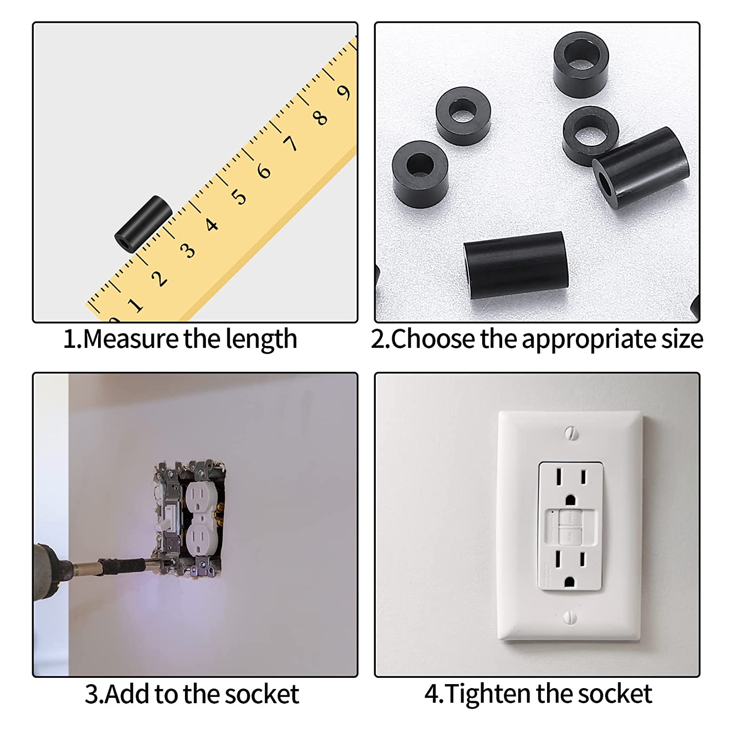 Set 320 de bucati distantiere de izolatie din Nylon, 14 dimensiuni, saibe pentru garnituri, cu cutie de depozitare, negre