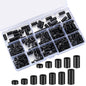 Set 320 de bucati distantiere de izolatie din Nylon, 14 dimensiuni, saibe pentru garnituri, cu cutie de depozitare, negre