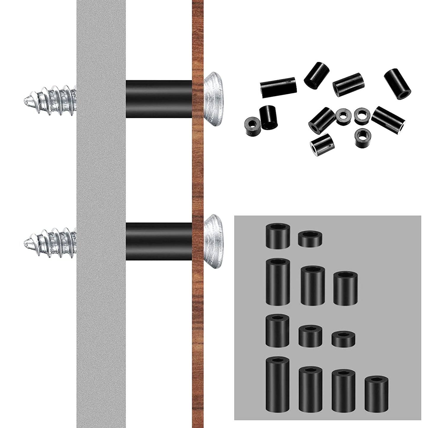Set 320 de bucati distantiere de izolatie din Nylon, 14 dimensiuni, saibe pentru garnituri, cu cutie de depozitare, negre
