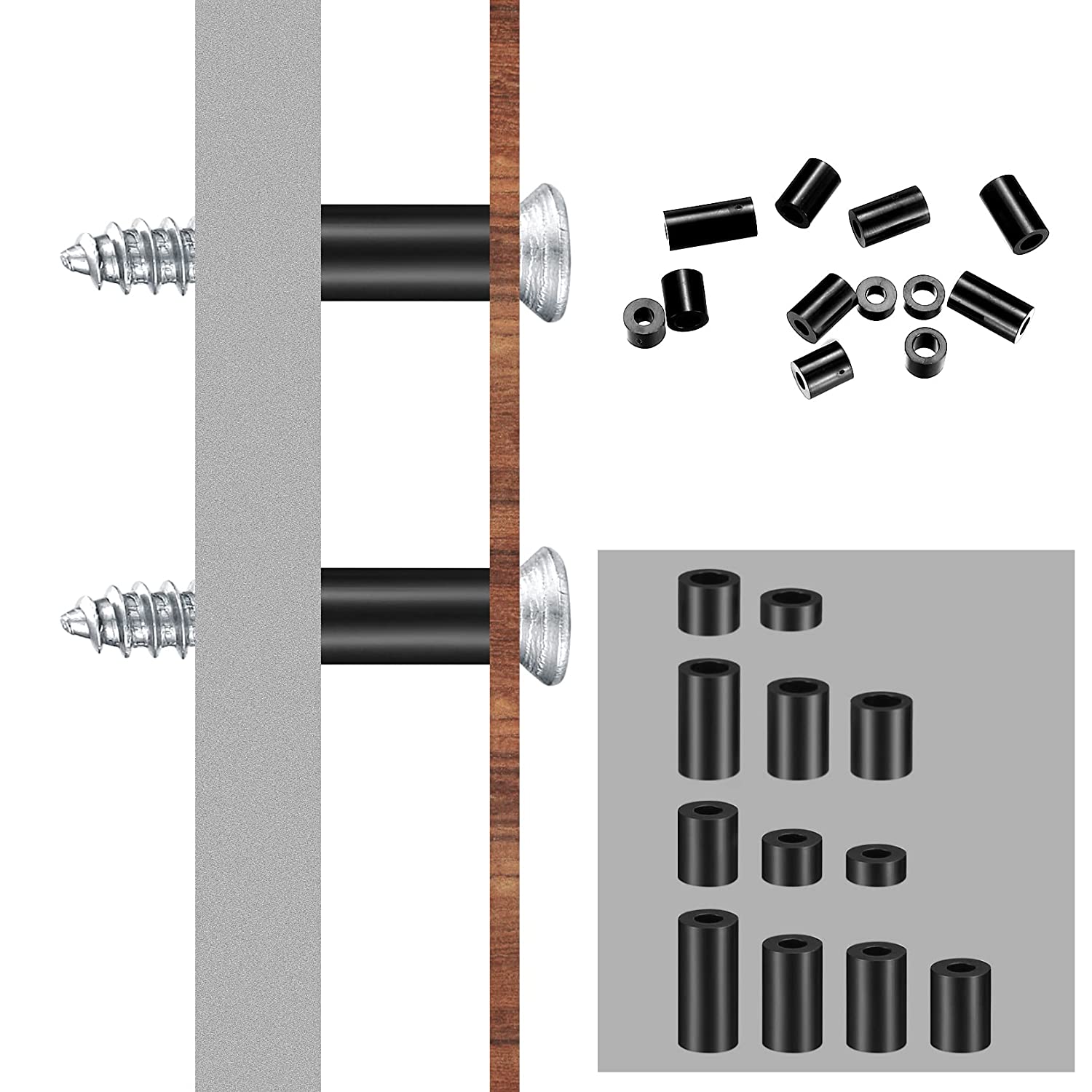 Set 320 de bucati distantiere de izolatie din Nylon, 14 dimensiuni, saibe pentru garnituri, cu cutie de depozitare, negre