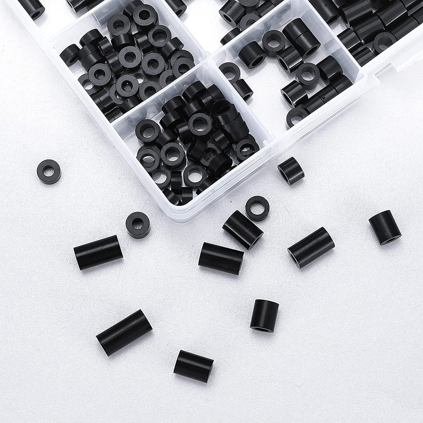 Set 320 de bucati distantiere de izolatie din Nylon, 14 dimensiuni, saibe pentru garnituri, cu cutie de depozitare, negre