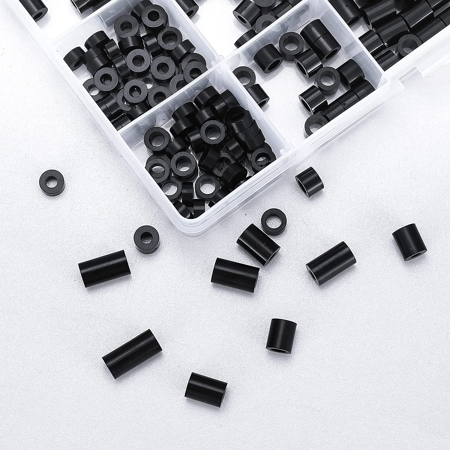 Set 320 de bucati distantiere de izolatie din Nylon, 14 dimensiuni, saibe pentru garnituri, cu cutie de depozitare, negre