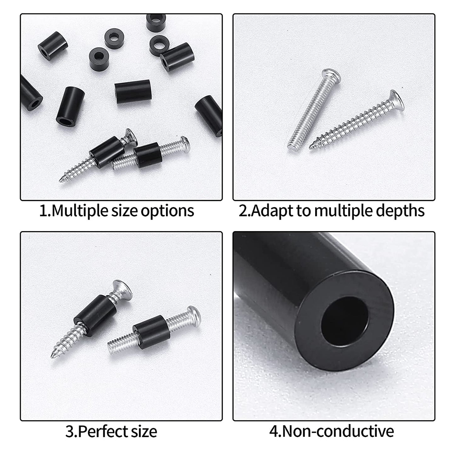 Set 320 de bucati distantiere de izolatie din Nylon, 14 dimensiuni, saibe pentru garnituri, cu cutie de depozitare, negre