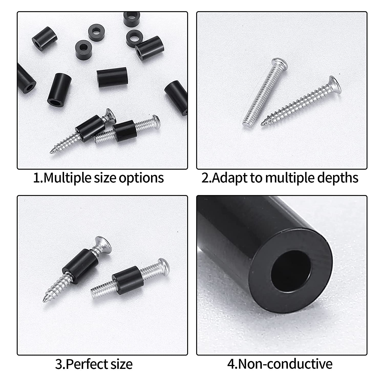 Set 320 de bucati distantiere de izolatie din Nylon, 14 dimensiuni, saibe pentru garnituri, cu cutie de depozitare, negre