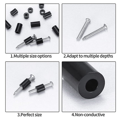 Set 320 de bucati distantiere de izolatie din Nylon, 14 dimensiuni, saibe pentru garnituri, cu cutie de depozitare, negre
