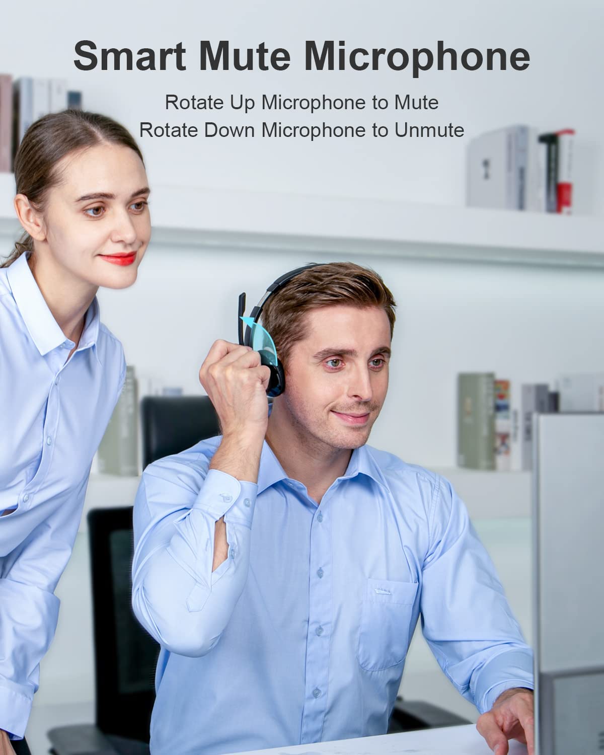 Casca Call Center Wireless cu microfon, Bluetooth 5.0, functie de reducere a zgomotului, pentru PC si telefon, Skype, Zoom