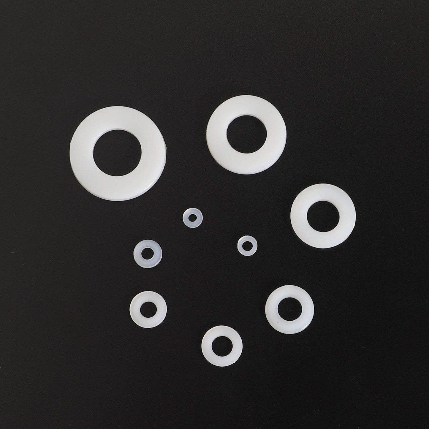 Greluma Set 500 garnituri, nailon, 8 dimensiuni M2/M2.5/M3/M4/M5/M6/M8/M10,cu carcasa de plastic pentru depozitare, albe