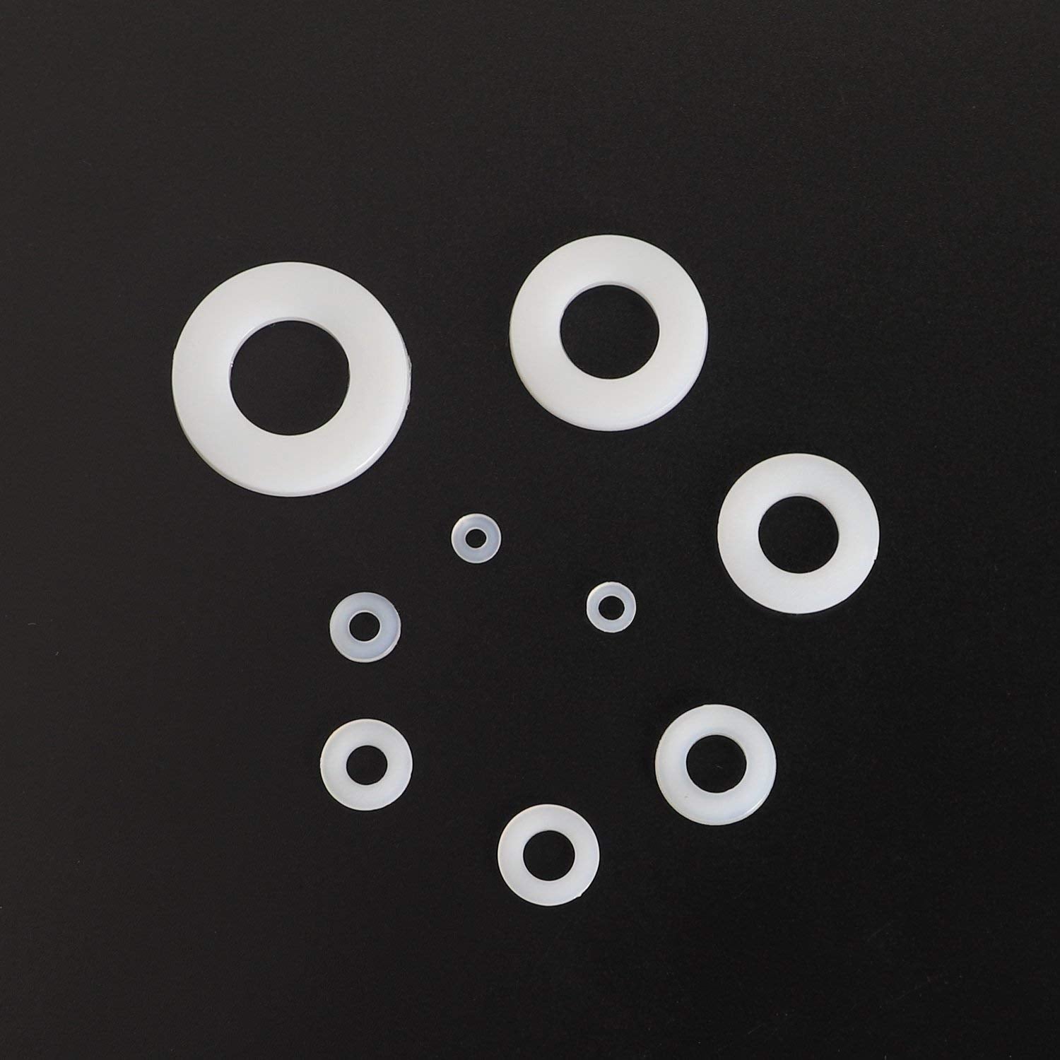 Greluma Set 500 garnituri, nailon, 8 dimensiuni M2/M2.5/M3/M4/M5/M6/M8/M10,cu carcasa de plastic pentru depozitare, albe