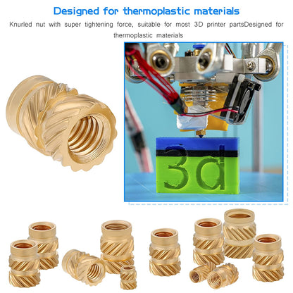 Set 390 piulite moletate din alama cu insert filetat, M2 M2.5 M3 M4 M5 M6, pentru imprimarea 3D a pieselor din plastic