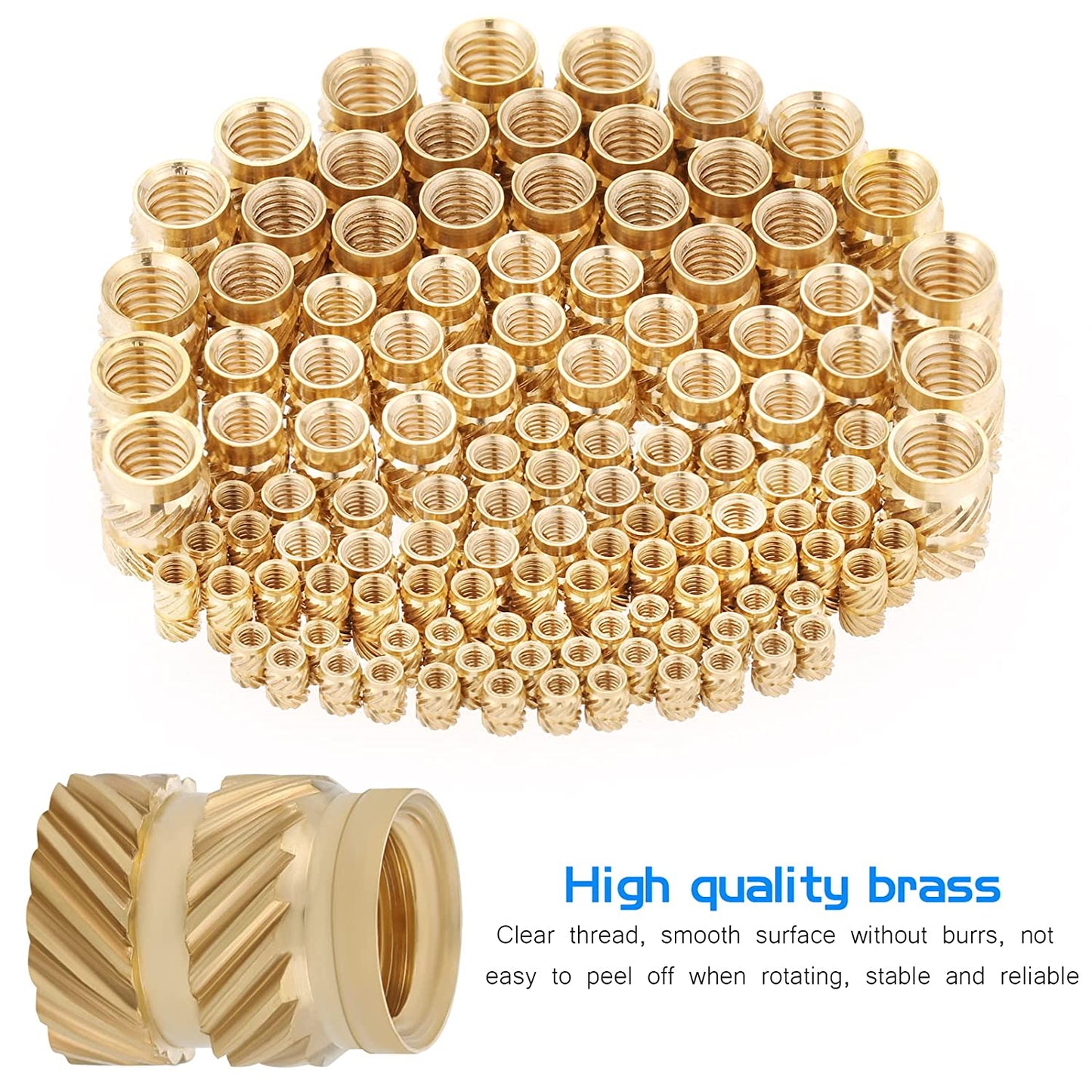 Set 390 piulite moletate din alama cu insert filetat, M2 M2.5 M3 M4 M5 M6, pentru imprimarea 3D a pieselor din plastic