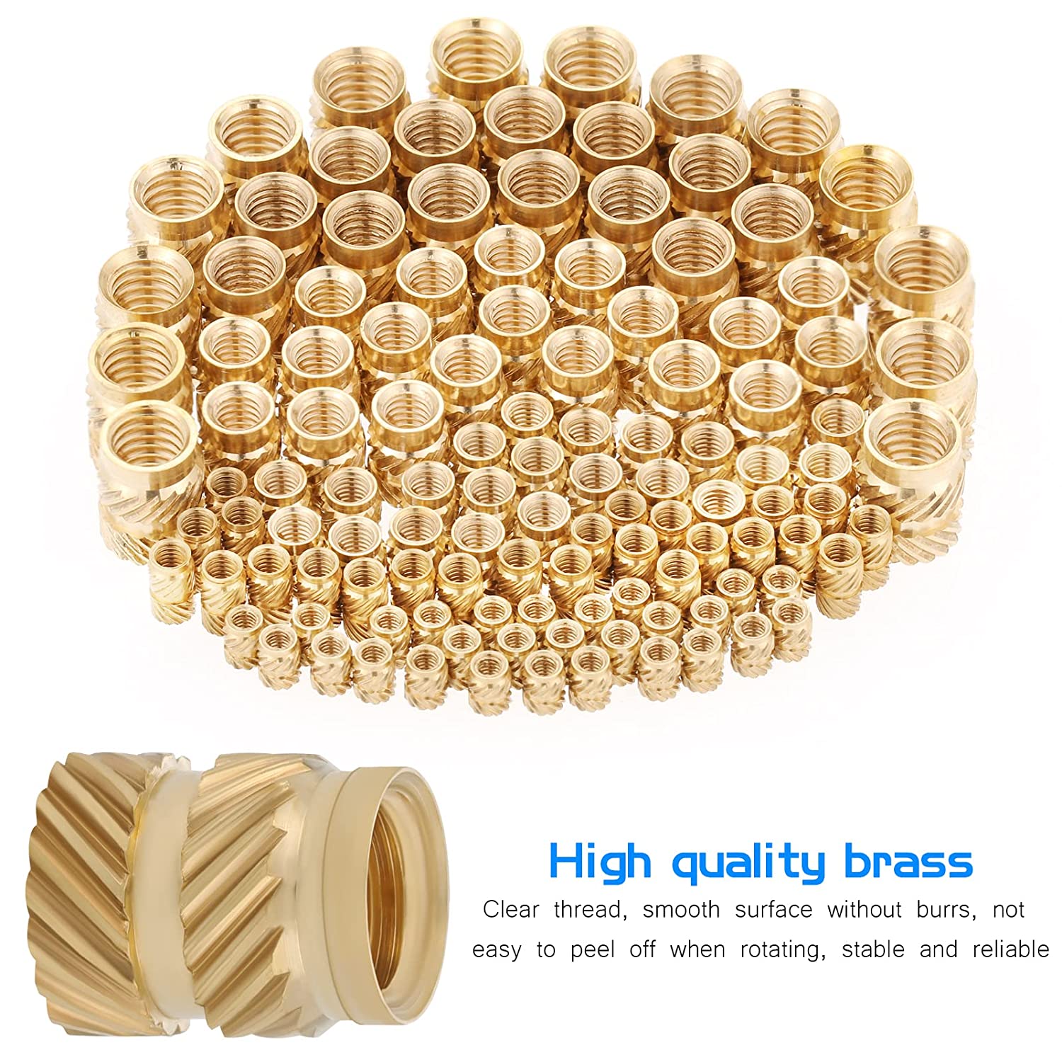 Set 390 piulite moletate din alama cu insert filetat, M2 M2.5 M3 M4 M5 M6, pentru imprimarea 3D a pieselor din plastic