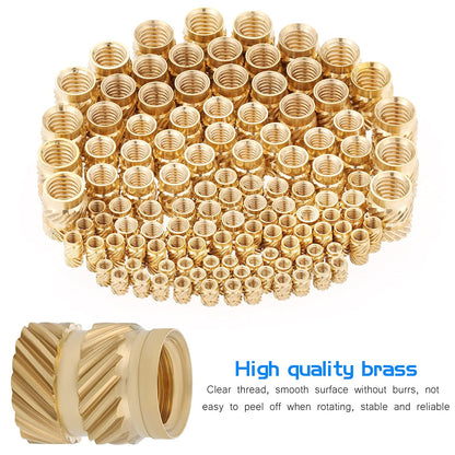 Set 390 piulite moletate din alama cu insert filetat, M2 M2.5 M3 M4 M5 M6, pentru imprimarea 3D a pieselor din plastic