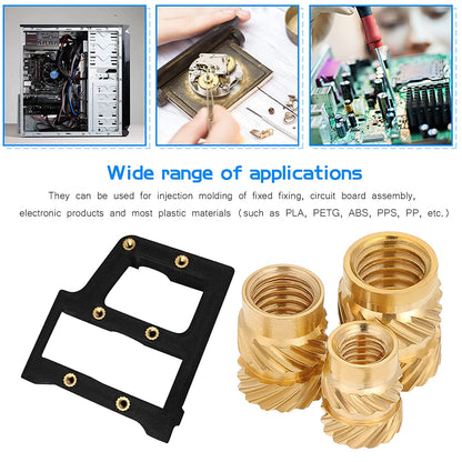 Set 390 piulite moletate din alama cu insert filetat, M2 M2.5 M3 M4 M5 M6, pentru imprimarea 3D a pieselor din plastic
