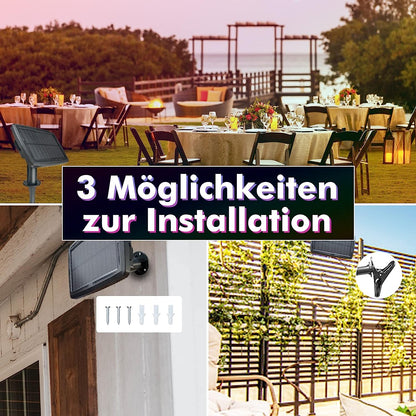 Ghirlanda luminoasa LED, cu panou solar, de 15 m, 25 becuri, 8 moduri iluminare, incarcare duala, impermeabila IP 65, alb cald si multicolor