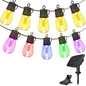 Ghirlanda luminoasa LED, cu panou solar, de 15 m, 25 becuri, 8 moduri iluminare, incarcare duala, impermeabila IP 65, alb cald si multicolor