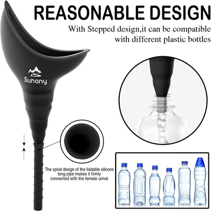 Dispozitiv urinal femei tip palnie din silicon, portabil, reutilizabil pentru exterior, activitati, camping, negru