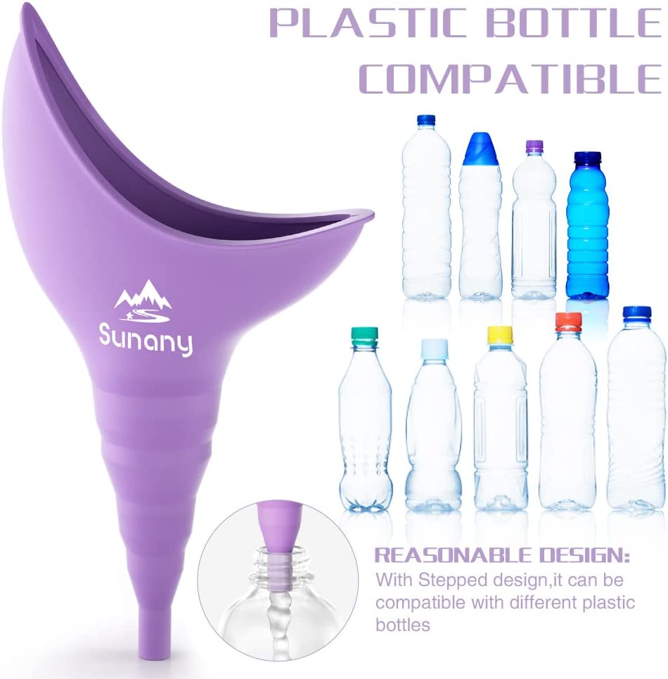 Dispozitiv urinal femei tip palnie din silicon, portabil, reutilizabil pentru exterior, activitati, camping, violet