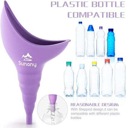 Dispozitiv urinal femei tip palnie din silicon, portabil, reutilizabil pentru exterior, activitati, camping, violet